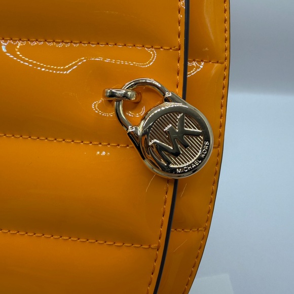 Michael Kors Orange Patent Quilted Crossbody with Gold Chain Strap - Picture 11 of 11